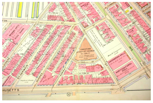 1908年、周辺地域の地図