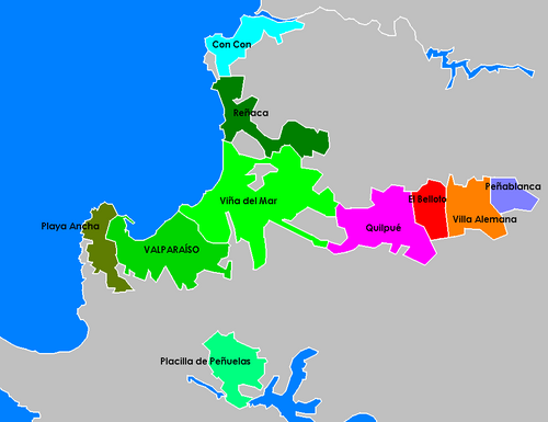 バルパライソ大都市圏の地図