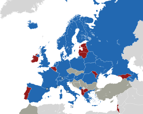 ヨーロッパ諸国のカラー地図
