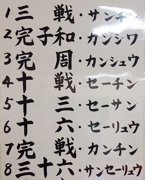 カタカナ発音の漢字。