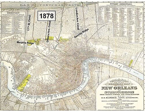 1878年のニューオーリンズの排水運河