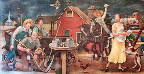 カントリー・ポスト（1938年）、ドリス・リー作、クリントン連邦ビルの壁画