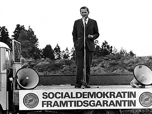 1968年のオロフ・パルメ。スウェーデンおよびヨーロッパの社会民主主義の歴史的指導者。