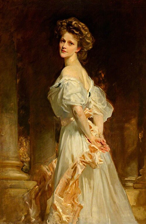 ジョン・シンガー・サージェントによる1909年の有名な肖像画で、このヘアスタイルのアスター夫人が描かれている。