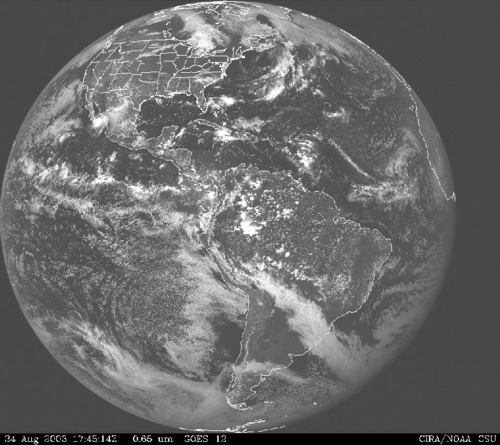 GOES-12の可視光画像。