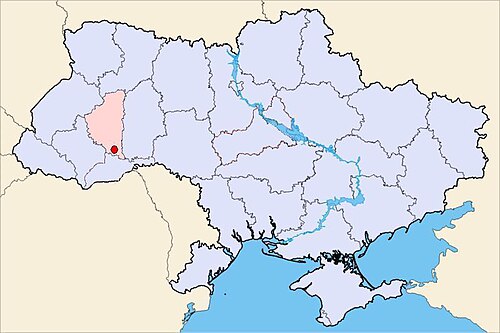 ビルチェ＝ゾロテが強調表示されたウクライナの地図。