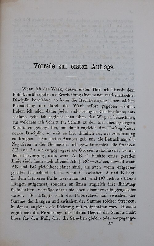 「Die lineale Ausdehnungslehre」の最初のページ