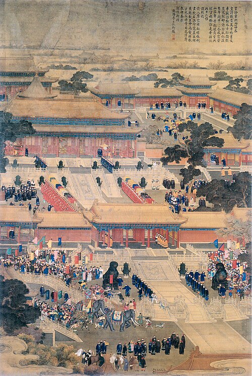 1750年代の夏の乾隆帝時代の天清門と天清宮。