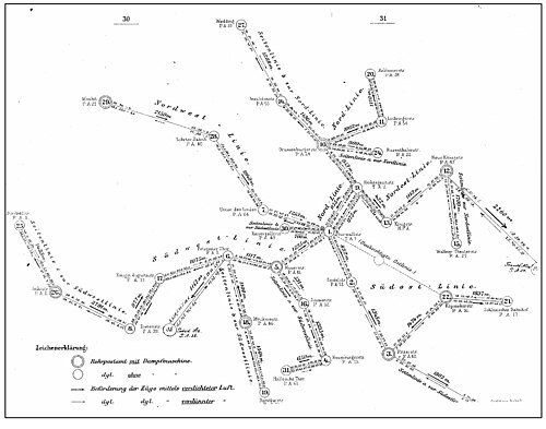 1885年の運用規則に従ったベルリン空気圧ポストのネットワークの開発