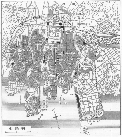 1930年代の広島市地図（日本語版）