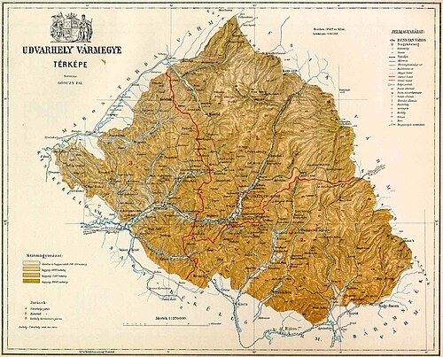 ハンガリー王国のウドヴァルヘイ県の地図