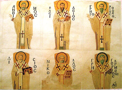 フォッサティ兄弟が描いた、南ティンパヌムにある6人の族長のモザイク画