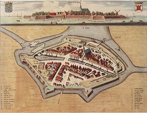 スローテンの街並み、1664年