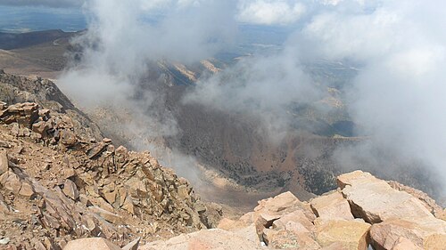 パイクスピークの山頂からの眺め（北方向）