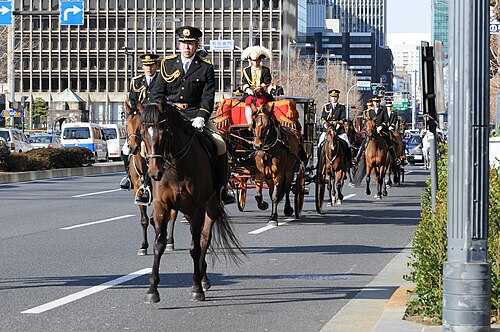 信任状授与式中の騎馬近衛兵