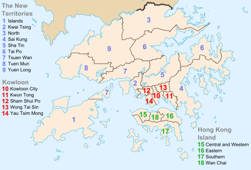 香港の主な領土は、北は広東省に接する半島、半島の南東にある島、そして南にある小さな島で構成されています。これらの地域は、多数のさらに小さな島々に囲まれています。