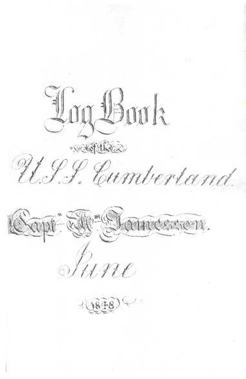 USSカンバーランドの航海日誌の表紙、1848年