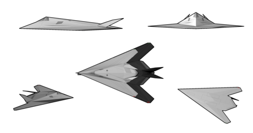 航空機のさまざまな角度の線画