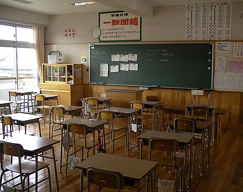 典型的な日本の教室の写真