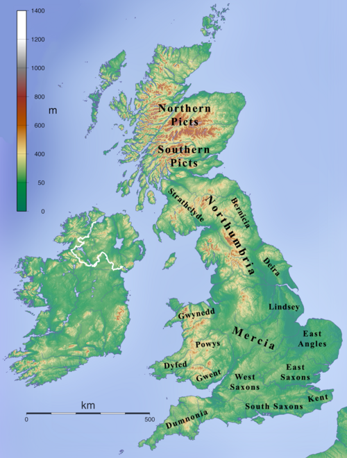イギリス諸島を示す地図。デイラはイングランドの東海岸にある。