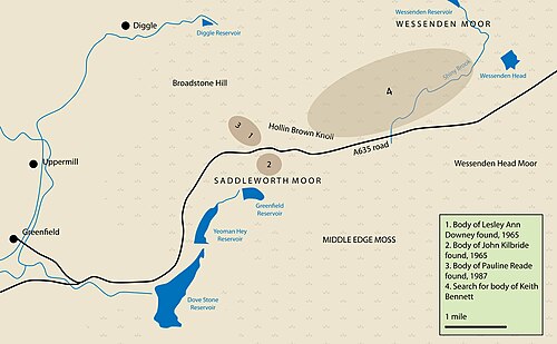 3人の子供の遺体が発見された地域の地図