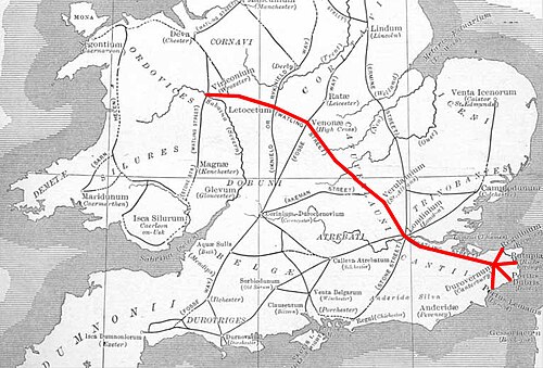 ローマ街道網の地図