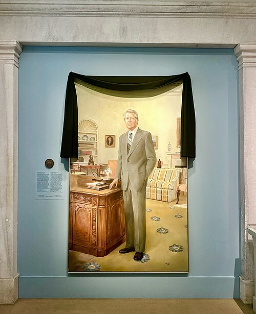 黒い喪服をまとったジミー・カーターの肖像画（国立肖像画美術館所蔵、2024年12月31日）