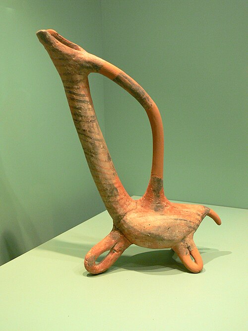 初期ミノア文明の鳥型容器。コウマサ焼、紀元前 3000 - 2300 年