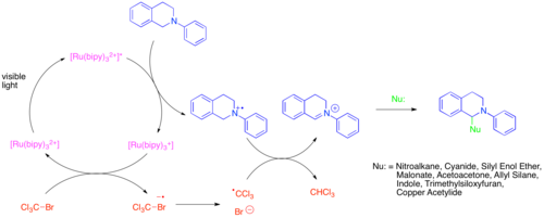 Photocatalytic generation and functionalization of iminium ions