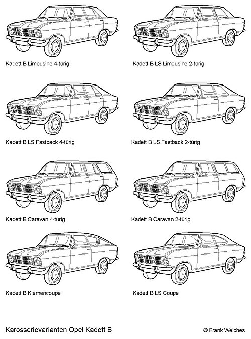 オペル・カデットBボディのオプション