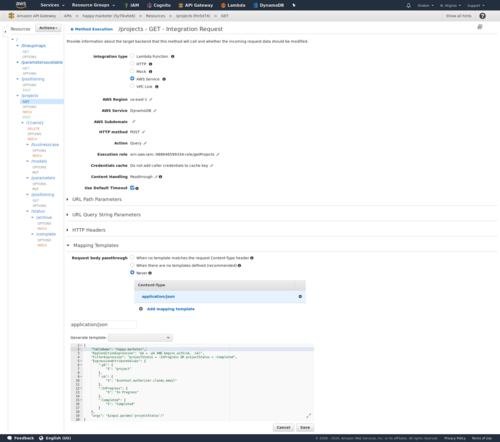 AWS API Gateway 本体マッピングテンプレート