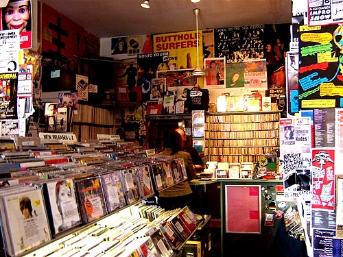 ロンドンのラフ・トレード・レコード店の外観のカラー写真。