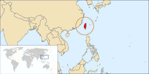 中国東海岸沖の台湾の位置