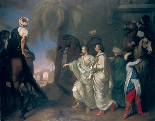 ジェームズ・ドーキンスとロバート・ウッドがパルミラの遺跡を発見、ギャビン・ハミルトン作、1758年