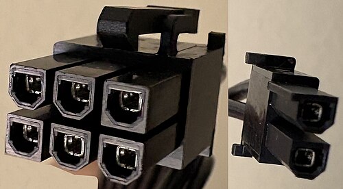 6+2ピンコネクタ（PCIe 2x3または2x4補助電源コネクタとして使用可能）