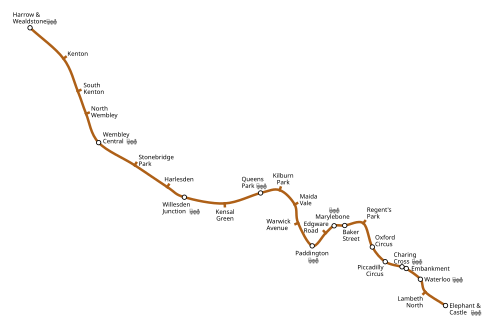 ベーカールー線の地理的に正確な経路