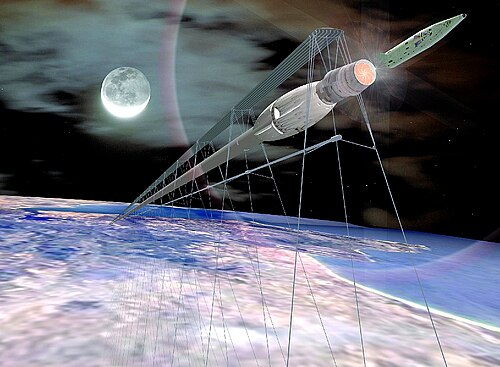 これは、StarTram がロケットを打ち上げる様子を示す画像です。