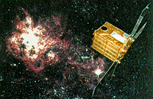 ISASのX線天文衛星「ぎんが」のイラスト