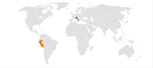 イタリアとペルーの位置を示す地図
