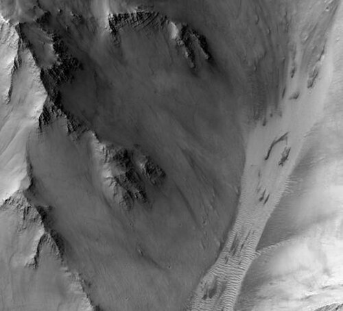 HiRISE から見た Ius Chasma。画像をクリックするとレイヤーが表示されます。