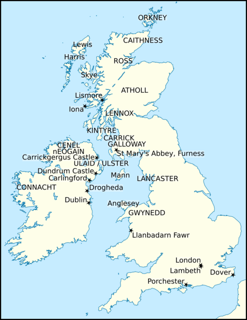 イギリスとアイルランドの地図