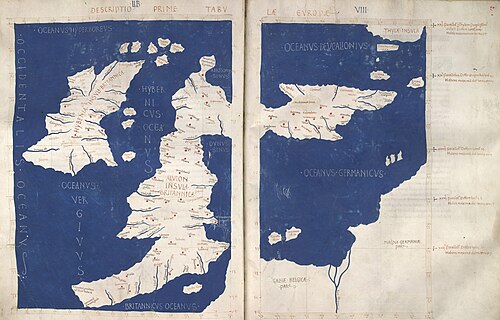 ヨーロッパの最初の地図 アルビオン島とヒベルニア島
