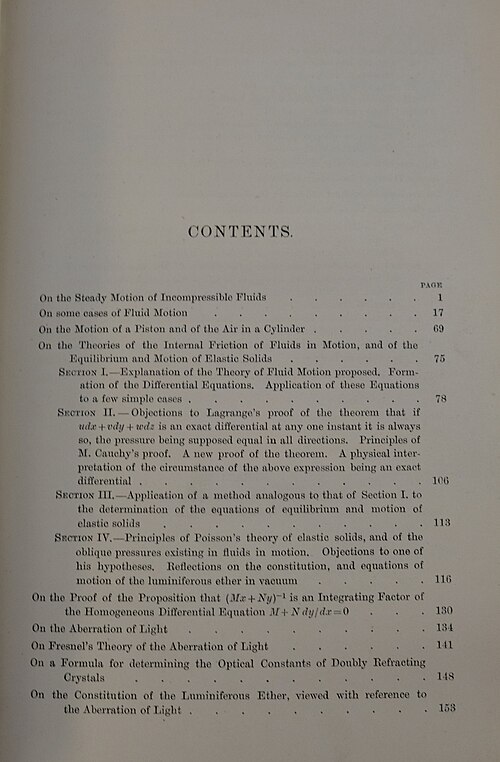 『数学および物理学論文集』第1巻の目次（1880年）