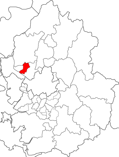 一山東地区を強調した京畿道の地図。