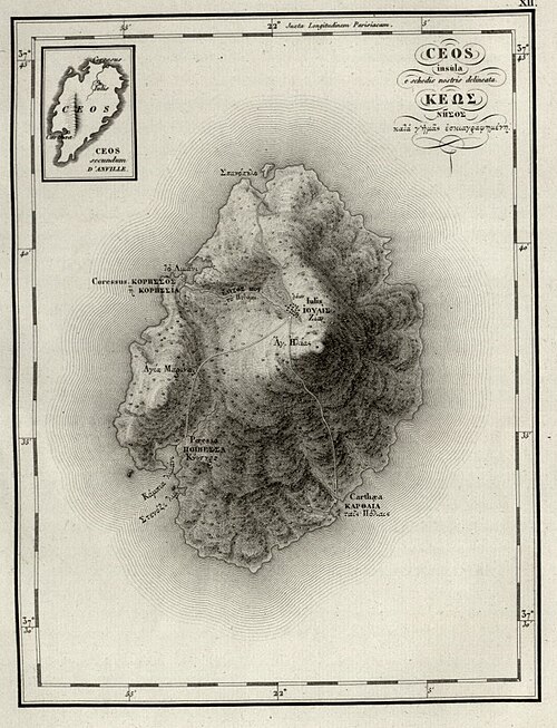 1826年当時のケア島の地図。