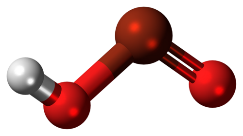 臭素酸分子の球と棒のモデル