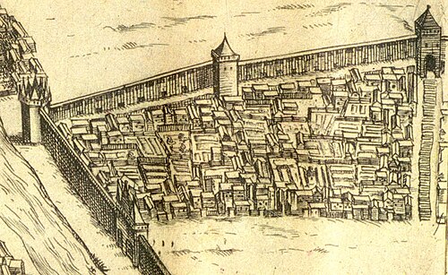 1610 年の計画にあるセミヴェルハヤ塔、フシェスヴヤツキー、チェルトルスキー (プレチステンスキー) 門