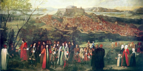 1674年、アテネにおけるノワンテル侯爵の使節団、ジャック・カレー作、シャルトル美術館所蔵。