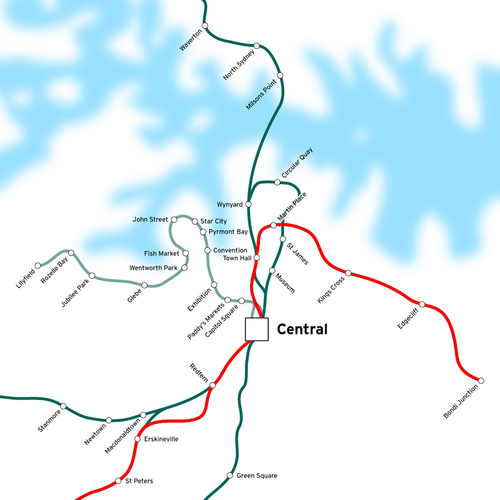 東部郊外線の路線図（赤色）