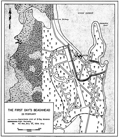 飛行場の隣にある小さな境界線を示す地図。